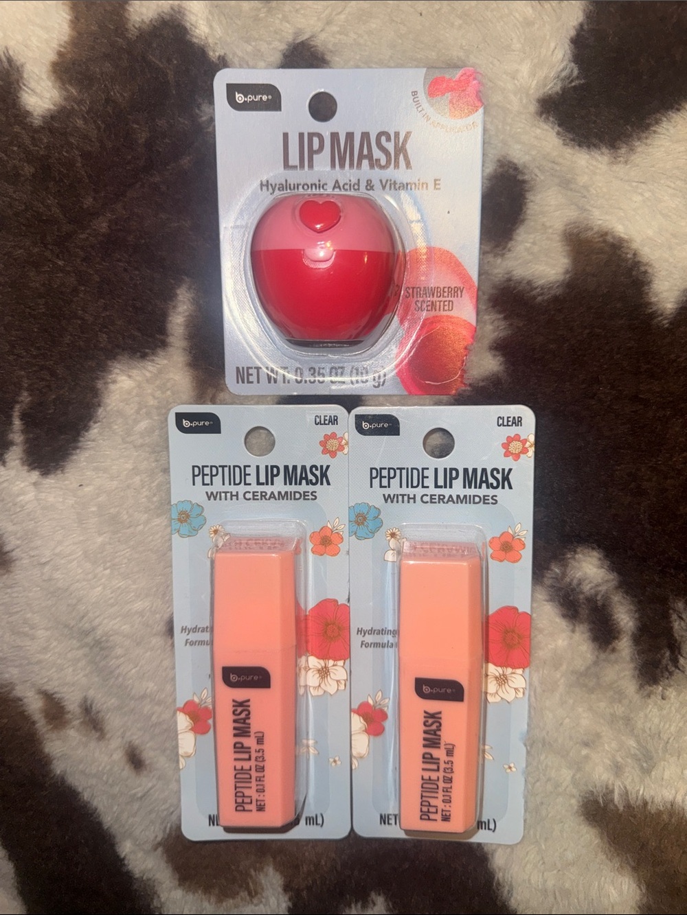 b.pure Lip Mask Trio - Red Apple + Peach Peptide Lip Masks